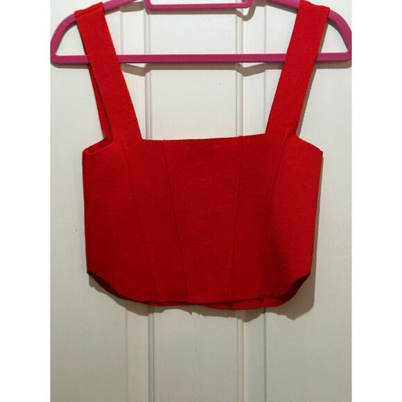 Zara Women's Red Square Neckline Sleeveless Corset Top Size Large - Picture 3 of 8